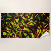 燃えた緑のリボンの変形した結び目 ビーチタオル (正面)