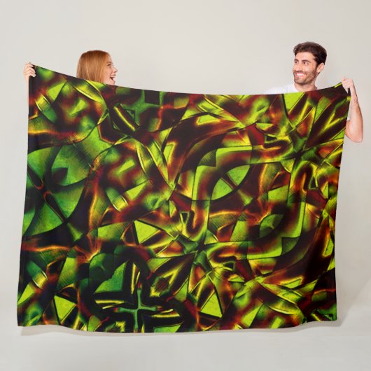 燃えた緑のリボンの変形した結び目 フリースブランケット (インサイチュ)