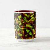 燃えた緑のリボンの変形した結び目 マグカップ (中央)