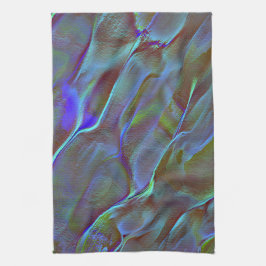 燃えた青い緑のサテン色のデジタルロック キッチンタオル