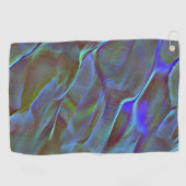 燃えた青い緑のサテン色のデジタルロック ゴルフタオル (横)