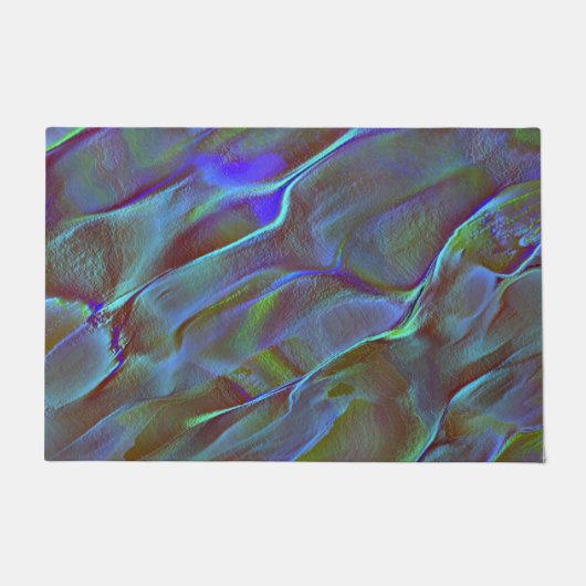 燃えた青い緑のサテン色のデジタルロック ドアマット (正面)