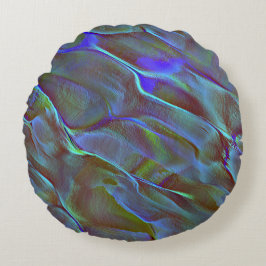 燃えた青い緑のサテン色のデジタルロック ラウンドクッション