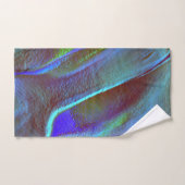 燃えた青い緑のデジタル粒状の岩のサテンシェード バスタオルセット (ハンドタオル)