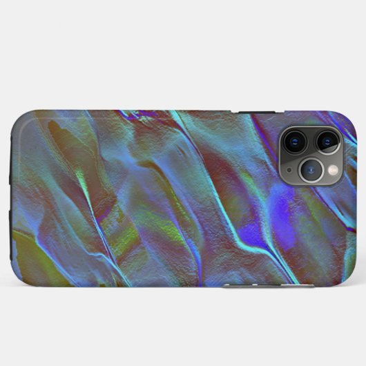 燃えた青い緑のデジタル粒状の岩のサテンシェード Case-Mate iPhoneケース (裏面(横))