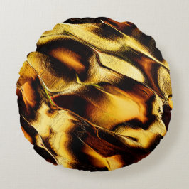 燃えた黄金または黄色がかったオレンジ色の粗い砂丘 ラウンドクッション