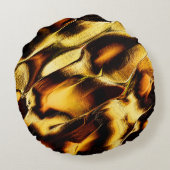 燃えた黄金または黄色がかったオレンジ色の粗い砂丘 ラウンドクッション (裏面)