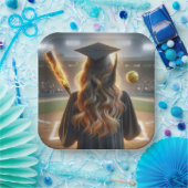 燃えるこうもりとソフトボールで卒業 ペーパープレート (パーティー)