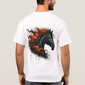 燃えるたてがみを持つ漆黒の馬 Tシャツ (裏面)