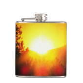 燃えるようなオレンジ色の夕日 フラスク (正面)