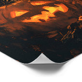 燃えるようなカボチャ頭のかかしハロウィーンジャック ポスター (角)