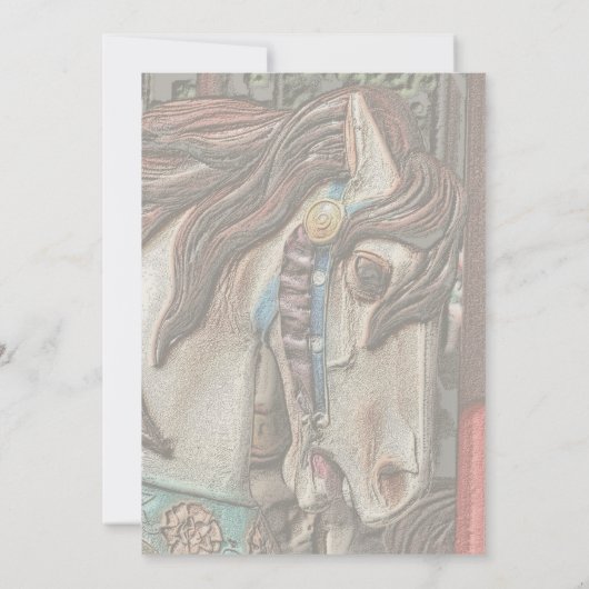 燃えるようなカルーセル馬の鉛筆アートパーティー 招待状 (裏面)