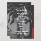 燃えるようなカルーセル馬 ブラック&ホワイトパーティー 招待状 (正面/裏面)