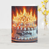 燃えるようなキャンドルをお誕生日ケーキに カード (黄色い花)