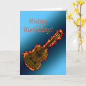燃えるようなギターのバースデー・カード カード (黄色い花)