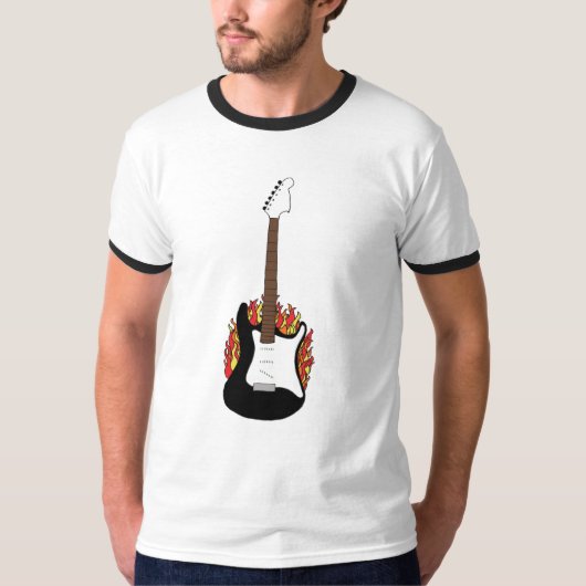 燃えるようなギターのワイシャツ Tシャツ (正面)