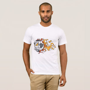 燃えるようなサッカーボールメンズTシャツ Tシャツ