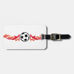 燃えるようなサッカーボール ラゲッジタグ