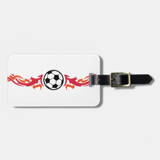 燃えるようなサッカーボール ラゲッジタグ (正面横)