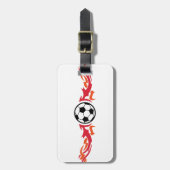 燃えるようなサッカーボール ラゲッジタグ (正面縦)