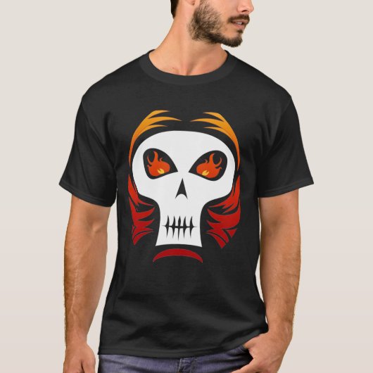 燃えるようなスカルのTシャツ Tシャツ (正面)