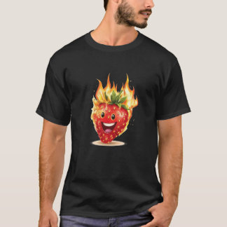 燃えるようなストロベリーフレームのコスチューム Tシャツ