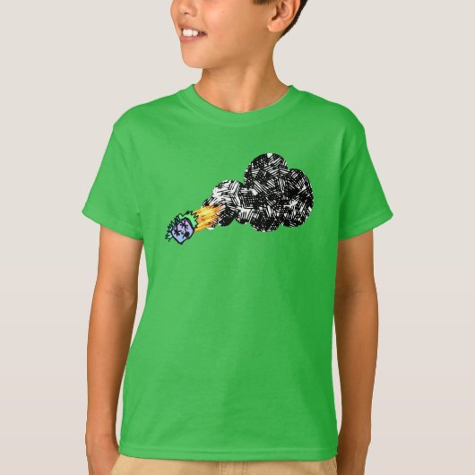 燃えるようなゾンビの頭部 Tシャツ (正面)