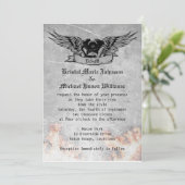 燃えるようなバイクもしくは自転車に乗る人の結婚式 招待状 (スタンド正面)