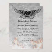 燃えるようなバイクもしくは自転車に乗る人の結婚式 招待状 (正面/裏面)