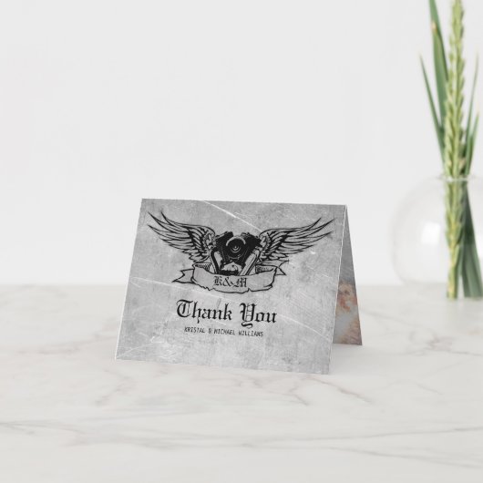 燃えるようなバイクもしくは自転車に乗る人は感謝していしています サンキューカード (正面)