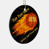 燃えるようなバスケットボールのオーナメントあなたの数および名前 セラミックオーナメント (右)