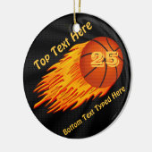 燃えるようなバスケットボールのオーナメントあなたの数および名前 セラミックオーナメント (左)