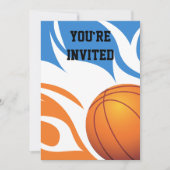 燃えるようなバスケットボールの誕生日B/Oのパーティー 招待状 (正面)