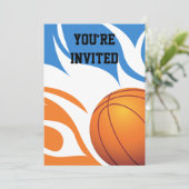 燃えるようなバスケットボールの誕生日B/Oのパーティー 招待状 (スタンド正面)