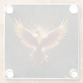 燃えるようなフェニックスのクッション ガラスコースター (裏面)