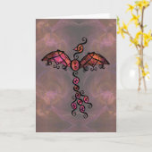 燃えるようなフェニックス鳥 "魔法の誕生日を祝って！" カード (黄色い花)