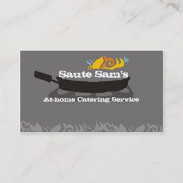 燃えるようなフライパンの小鍋のシェフケイタリングビジネスカード 名刺