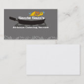 燃えるようなフライパンの小鍋のシェフケイタリングビジネスカード 名刺 (正面/裏面)