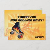 燃えるようなローラースケートで滑るのパーティーはメッセージカード感謝していしています サンキューカード (正面/裏面)