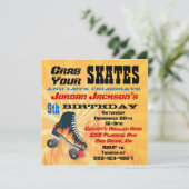 燃えるようなローラースケートで滑るの誕生日のパーティの招待状 招待状 (スタンド正面)