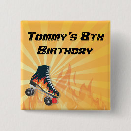 燃えるようなローラースケートで滑るピン 缶バッジ