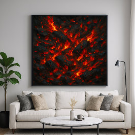燃えるような余燼 - 火山の抽象テクスチャーアート ポスター