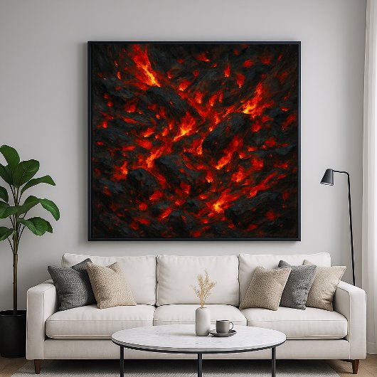 燃えるような余燼 - 火山の抽象テクスチャーアート ポスター