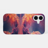 燃えるような夕日の超現実的なドラマチックな雲 iPhone 16ケース (裏面横)