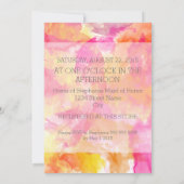 燃えるような夕焼けの水彩絵の具のタンポポのウェディング 招待状 (裏面)