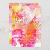 燃えるような夕焼けの水彩絵の具のタンポポのウェディング 招待状 (正面/裏面)