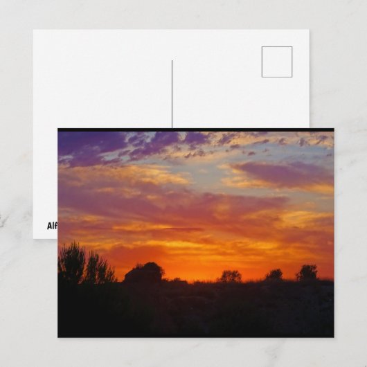 燃えるような夕焼けの風景 ポストカード (正面/裏面)
