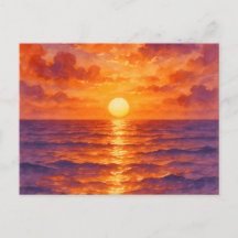 燃えるような夕焼け - 鮮やかな水彩画スタイル