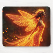 燃えるような妖精の女の子の赤い輝く翼かわいい魔法ネオン マウスパッド (正面)
