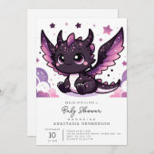 燃えるような幻想的なドラゴンのベビーシャワー 招待状 (正面/裏面)